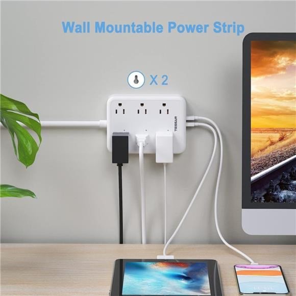 Smart Power Strip,WiFi Flat Plug Strip with 3 Smart Outlets & 3 USB Ports,6 Feet - Picture 5 of 6